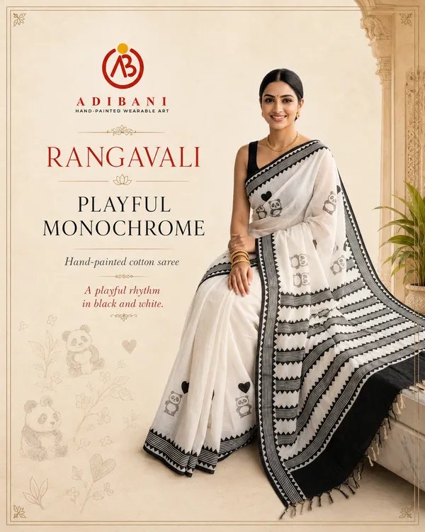 Playful_Monochrome_from_Rangavali_Collection_-_Cotton_Block_Printed_Sarees_by_Adibani