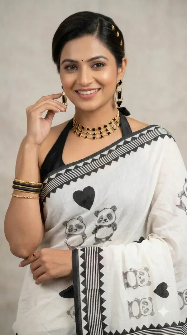 Playful_Monochrome_from_Rangavali_Collection_-_Cotton_Block_Printed_Sarees_by_Adibani