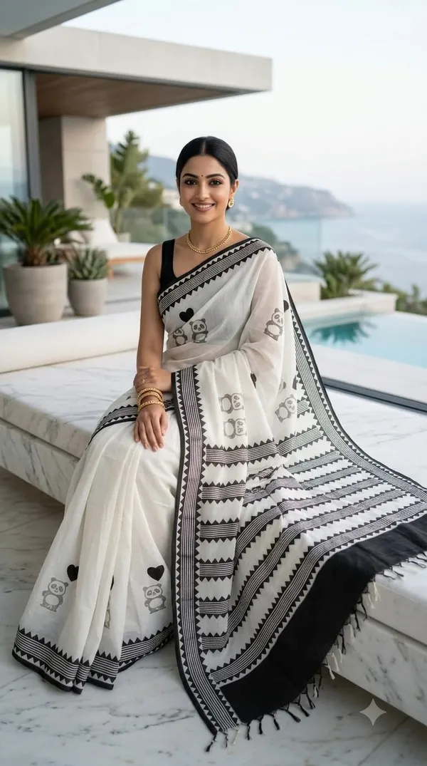 Playful_Monochrome_from_Rangavali_Collection_-_Cotton_Block_Printed_Sarees_by_Adibani