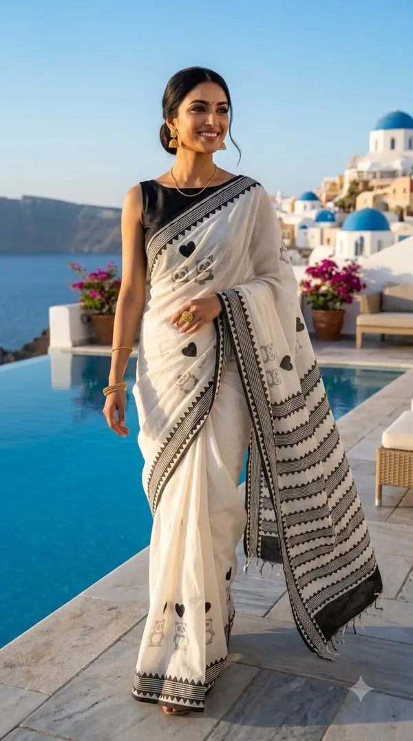 Playful_Monochrome_from_Rangavali_Collection_-_Cotton_Block_Printed_Sarees_by_Adibani