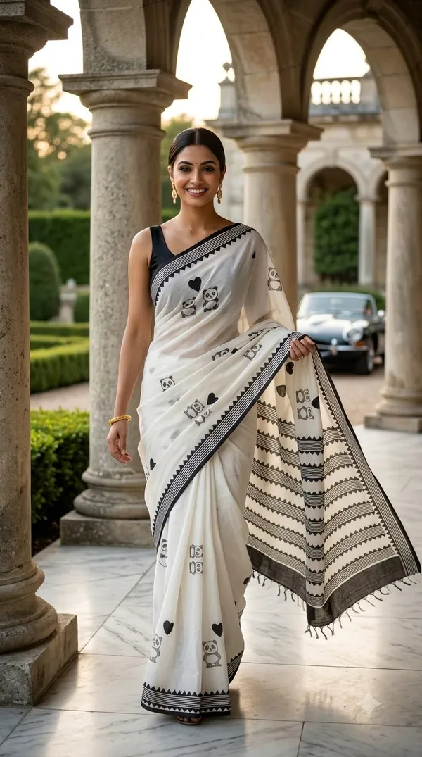 Playful_Monochrome_from_Rangavali_Collection_-_Cotton_Block_Printed_Sarees_by_Adibani