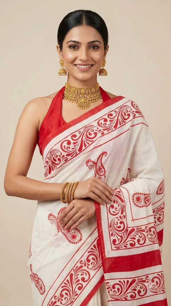 Crimson_Paisley_from_Rangavali_Collection_-_Cotton_Block_Printed_Sarees_by_Adibani