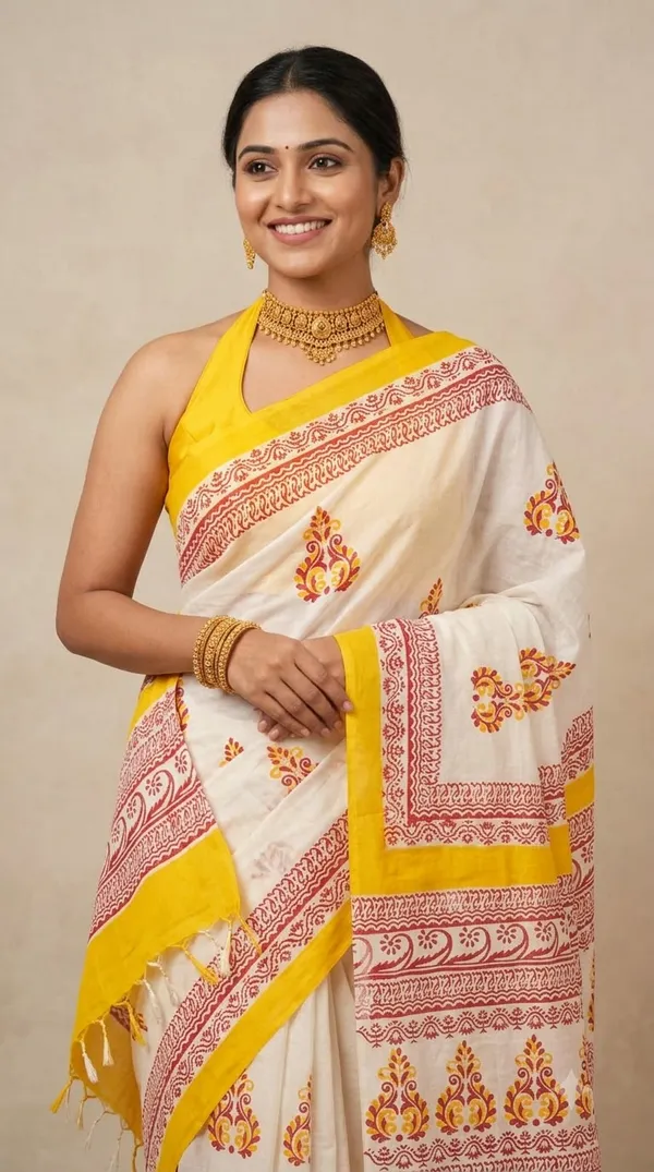 Sunlit_Regalia_from_Rangavali_Collection_-_Cotton_Block_Printed_Sarees_by_Adibani