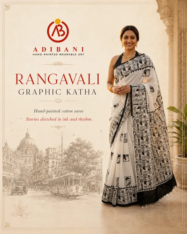 Graphic_Katha_from_Rangavali_Collection_-_Cotton_Block_Printed_Sarees_by_Adibani