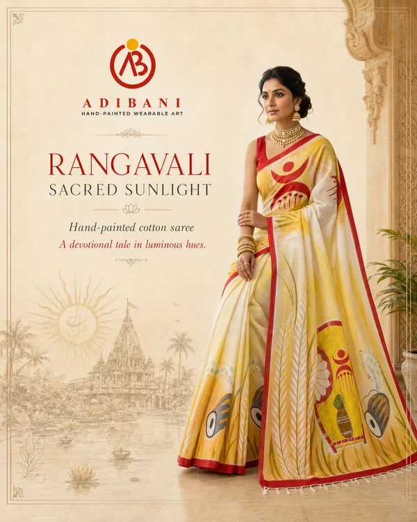 Sacred_Sunlight_from_Rangavali_Collection_-_Cotton_Hand-Painted_Sarees_by_Adibani