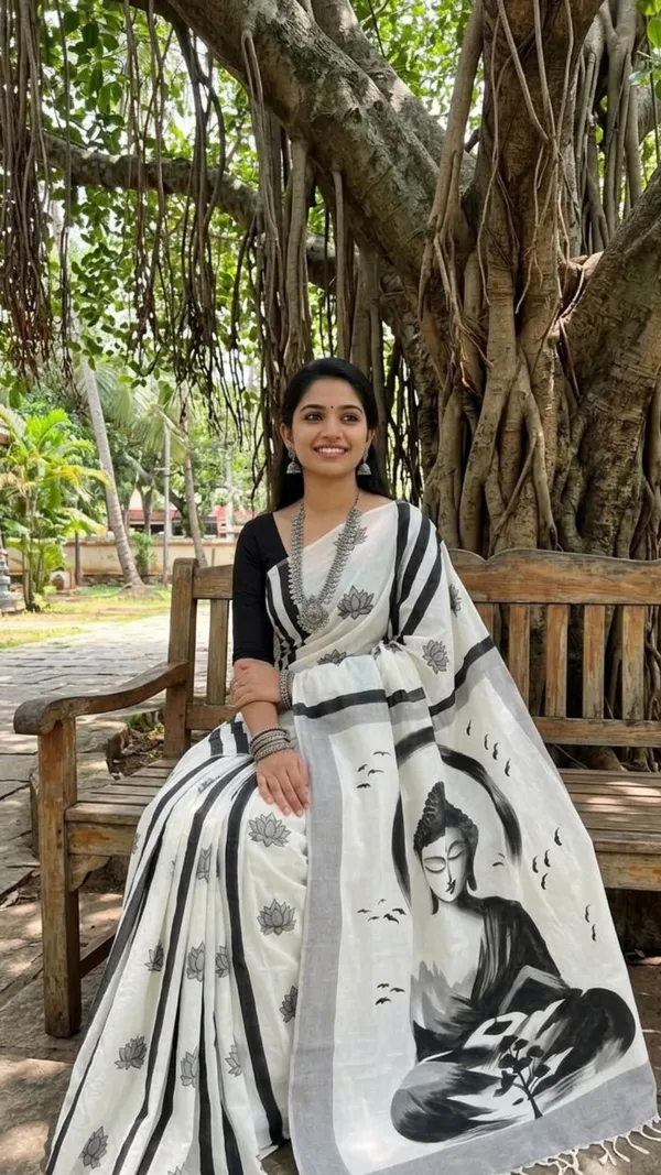 Bodhi_Serenity_from_Pallu_Canvas_Collection_Cotton_Hand-painted_wearable_art_sarees_by_Adibani.