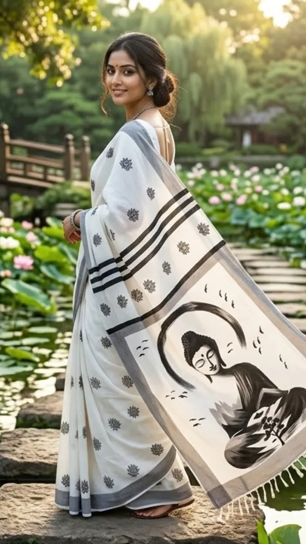 Bodhi_Serenity_from_Pallu_Canvas_Collection_Cotton_Hand-painted_wearable_art_sarees_by_Adibani.