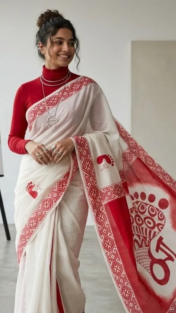 Shubh_Charan_from_Pallu_Canvas_Collection_Cotton_Hand-painted_wearable_art_sarees_by_Adibani.