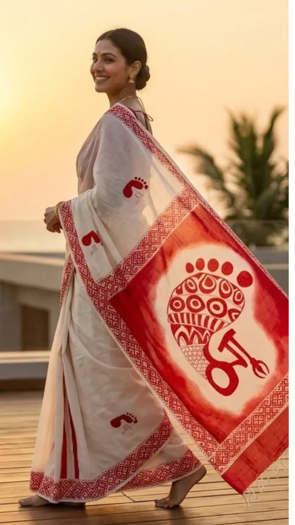 Shubh_Charan_from_Pallu_Canvas_Collection_Cotton_Hand-painted_wearable_art_sarees_by_Adibani.