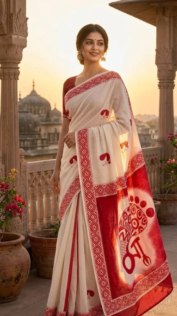 Shubh_Charan_from_Pallu_Canvas_Collection_Cotton_Hand-painted_wearable_art_sarees_by_Adibani.