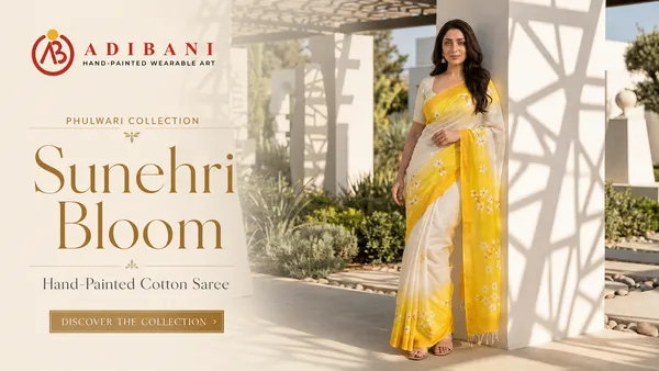 Sunehri_Bloom_from_Phulwari_Collection_-_Cotton_Hand-Painted_Sarees_by_Adibani