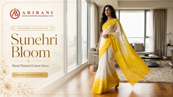 Sunehri_Bloom_from_Phulwari_Collection_-_Cotton_Hand-Painted_Sarees_by_Adibani