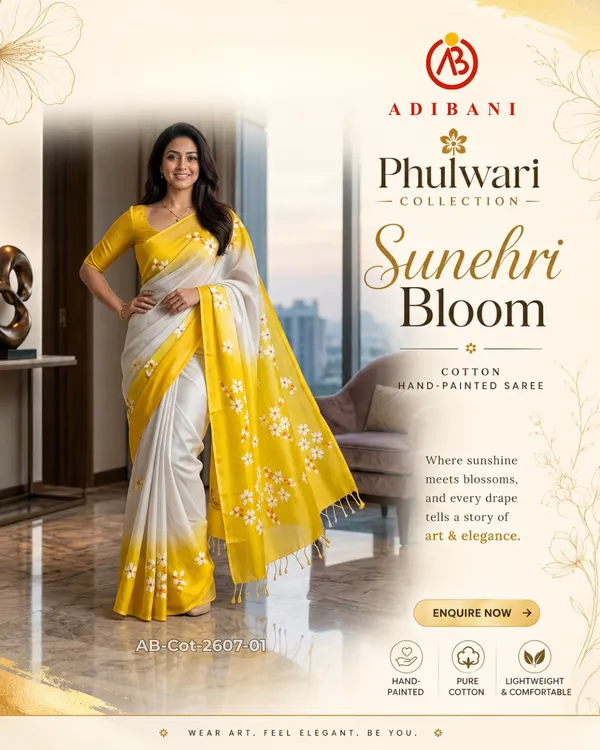 Sunehri_Bloom_from_Phulwari_Collection_-_Cotton_Hand-Painted_Sarees_by_Adibani