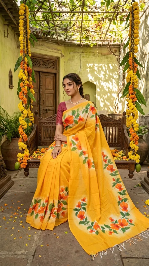 Amber_Bloom_from_Phulwari_Collection_-_Cotton_Hand-Painted_Sarees_by_Adibani