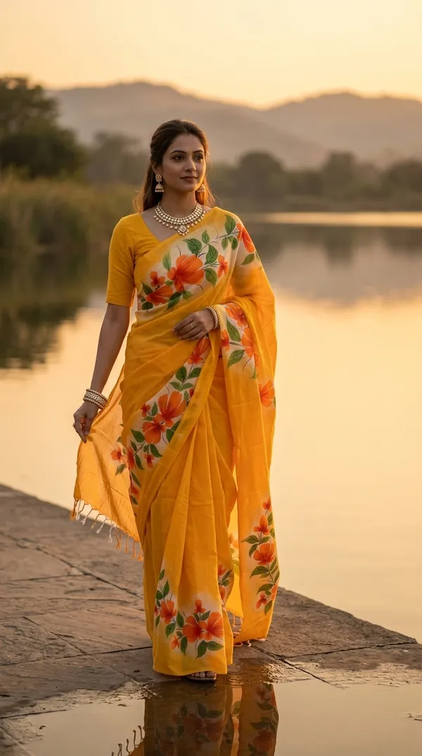 Amber_Bloom_from_Phulwari_Collection_-_Cotton_Hand-Painted_Sarees_by_Adibani