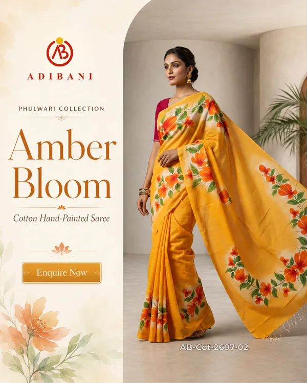 Amber_Bloom_from_Phulwari_Collection_-_Cotton_Hand-Painted_Sarees_by_Adibani