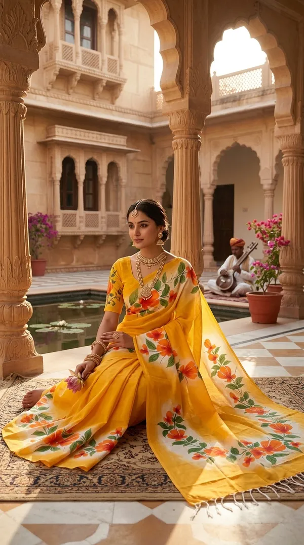 Amber_Bloom_from_Phulwari_Collection_-_Cotton_Hand-Painted_Sarees_by_Adibani