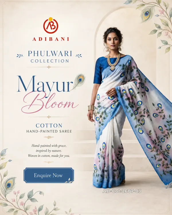 Mayur_Bloom_from_Phulwari_Collection_-_Cotton_Hand-Painted_Sarees_by_Adibani