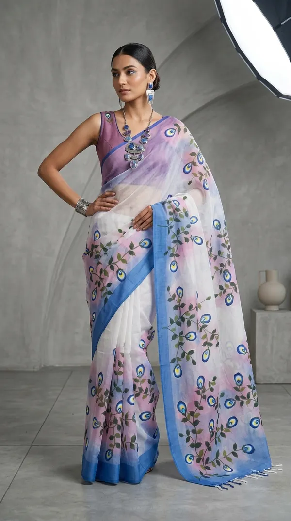 Mayur_Bloom_from_Phulwari_Collection_-_Cotton_Hand-Painted_Sarees_by_Adibani