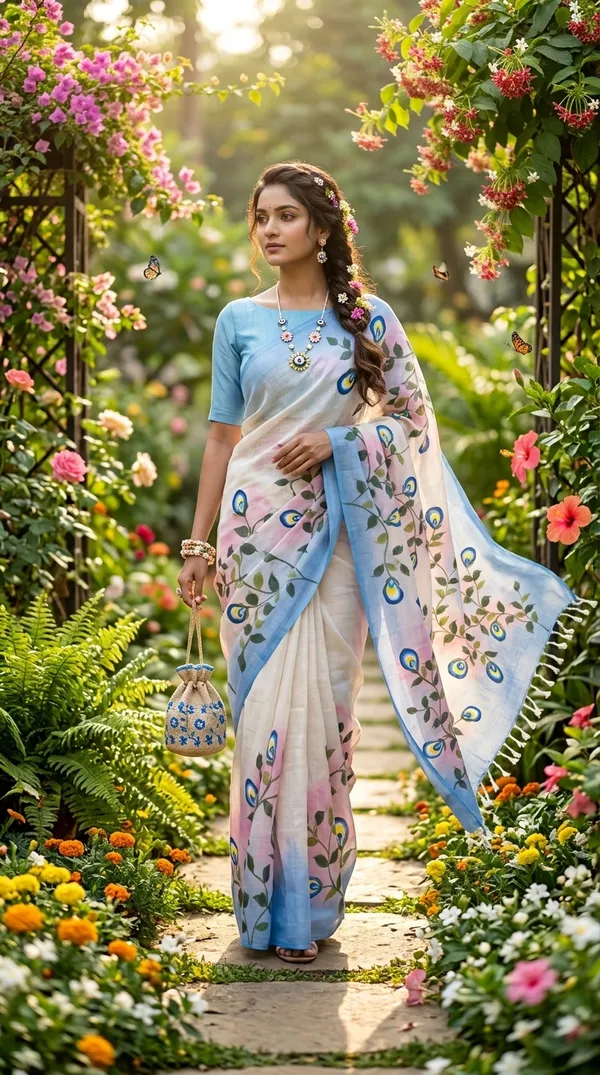 Mayur_Bloom_from_Phulwari_Collection_-_Cotton_Hand-Painted_Sarees_by_Adibani