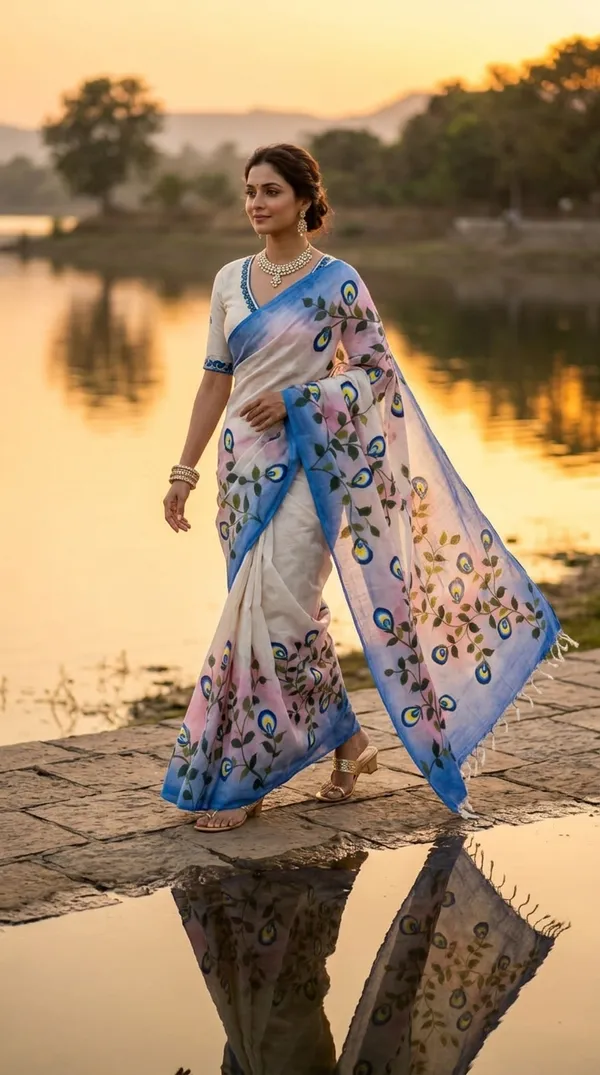 Mayur_Bloom_from_Phulwari_Collection_-_Cotton_Hand-Painted_Sarees_by_Adibani