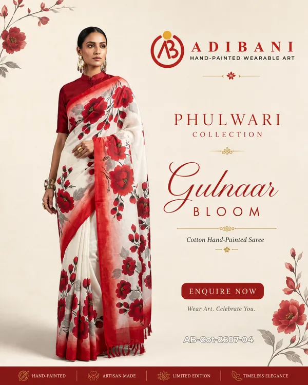 Gulnaar_Bloom_from_Phulwari_Collection_-_Cotton_Hand-Painted_Sarees_by_Adibani