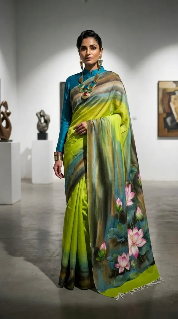 Lotus_Meadow_from_Phulwari_Collection_-_Cotton_Hand-Painted_Sarees_by_Adibani