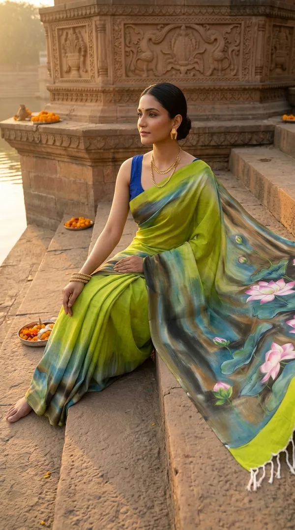 Lotus_Meadow_from_Phulwari_Collection_-_Cotton_Hand-Painted_Sarees_by_Adibani