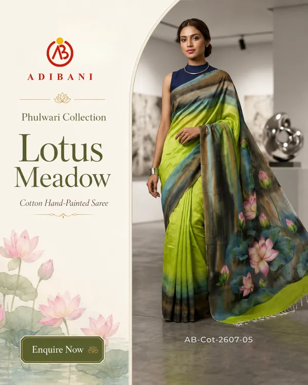 Lotus_Meadow_from_Phulwari_Collection_-_Cotton_Hand-Painted_Sarees_by_Adibani