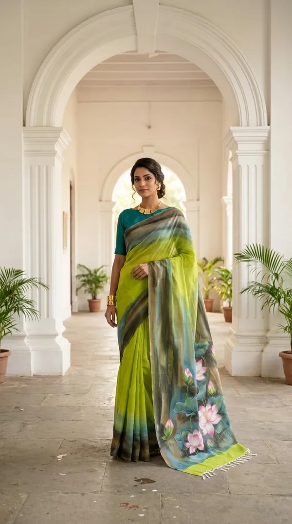 Lotus_Meadow_from_Phulwari_Collection_-_Cotton_Hand-Painted_Sarees_by_Adibani