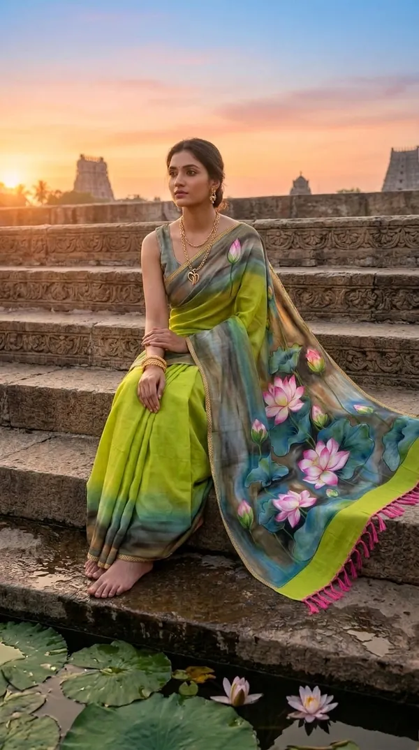 Lotus_Meadow_from_Phulwari_Collection_-_Cotton_Hand-Painted_Sarees_by_Adibani