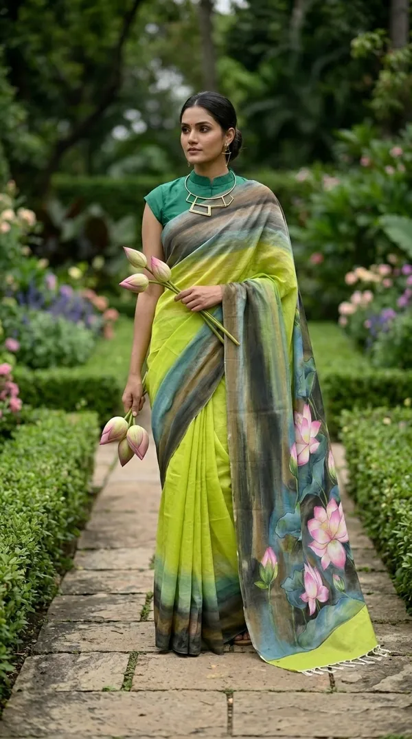 Lotus_Meadow_from_Phulwari_Collection_-_Cotton_Hand-Painted_Sarees_by_Adibani