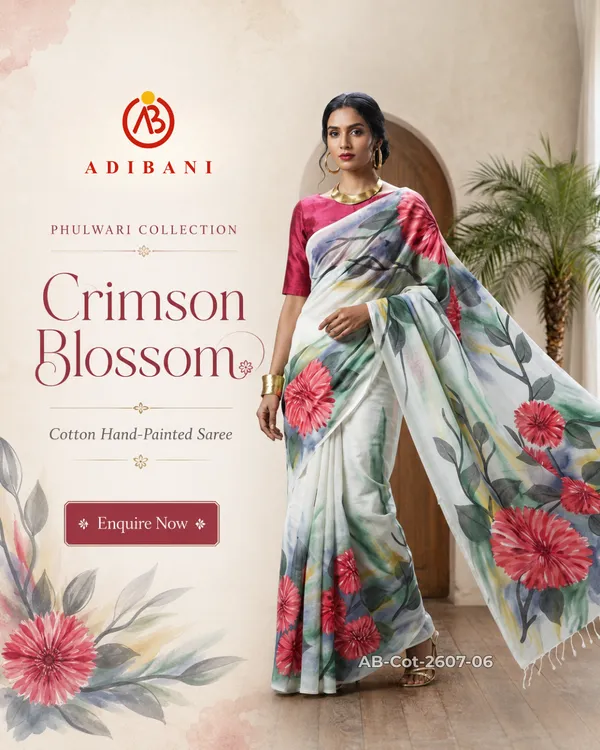 Crimson_Blossom_from_Phulwari_Collection_-_Cotton_Hand-Painted_Sarees_by_Adibani