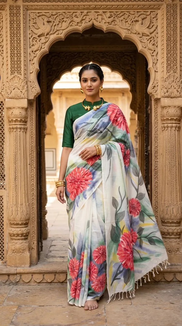 Crimson_Blossom_from_Phulwari_Collection_-_Cotton_Hand-Painted_Sarees_by_Adibani