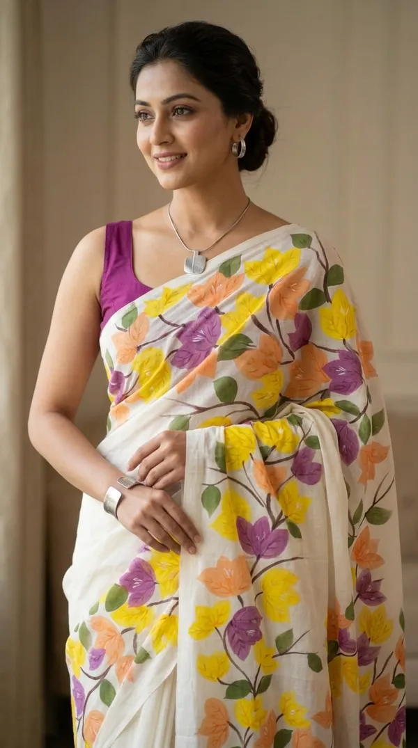 Spring_Melody_from_Phulwari_Collection_-_Cotton_Hand-Painted_Sarees_by_Adibani