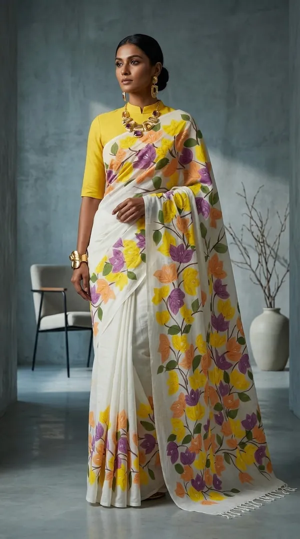 Spring_Melody_from_Phulwari_Collection_-_Cotton_Hand-Painted_Sarees_by_Adibani