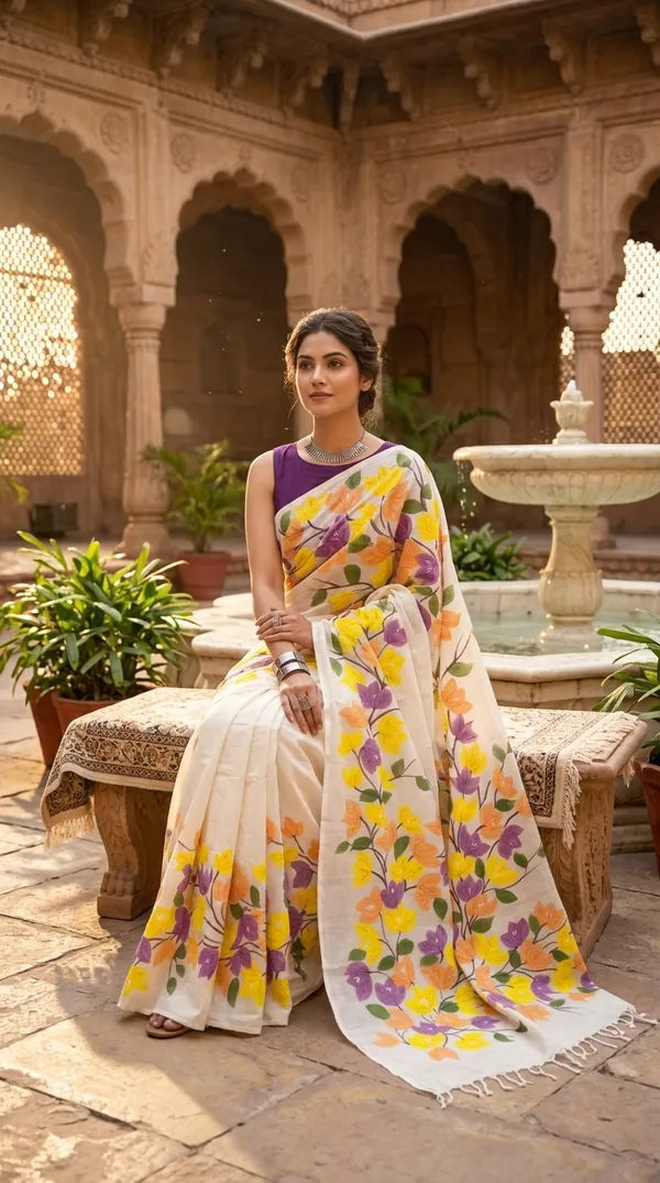 Spring_Melody_from_Phulwari_Collection_-_Cotton_Hand-Painted_Sarees_by_Adibani