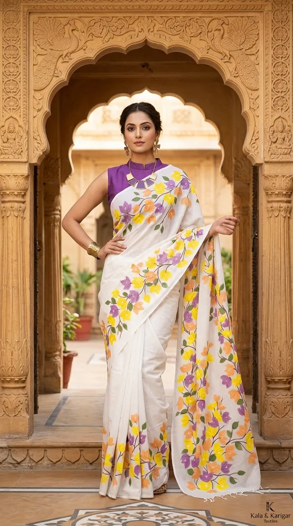 Spring_Melody_from_Phulwari_Collection_-_Cotton_Hand-Painted_Sarees_by_Adibani