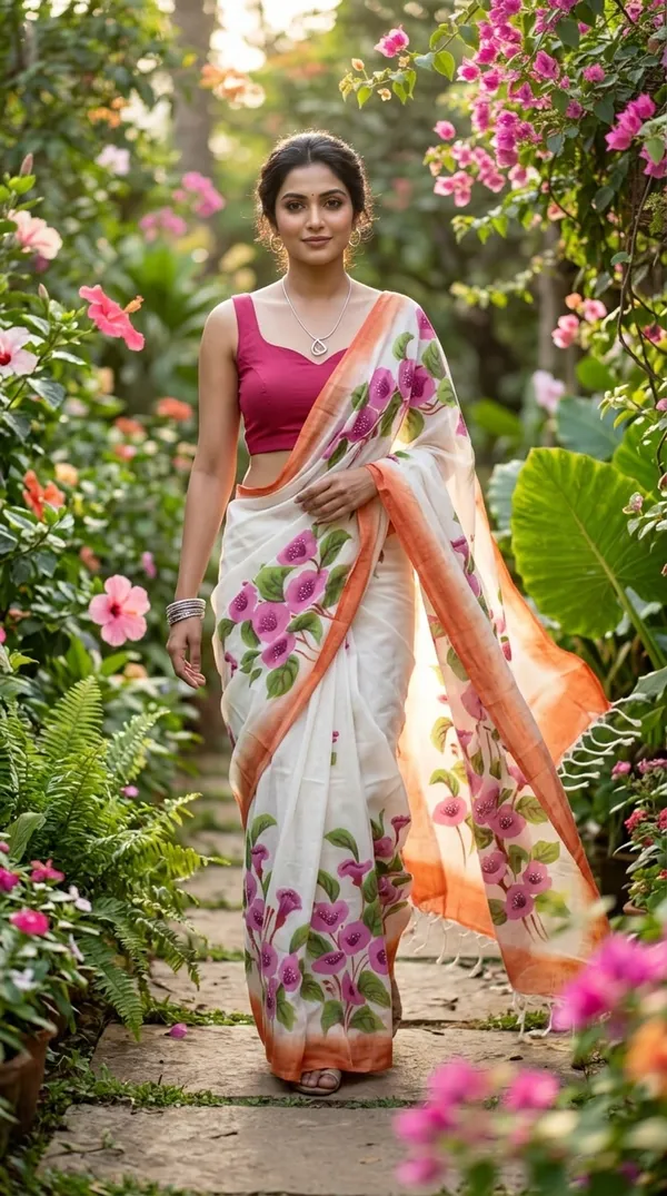 Blush_Petals_from_Phulwari_Collection_-_Cotton_Hand-Painted_Sarees_by_Adibani