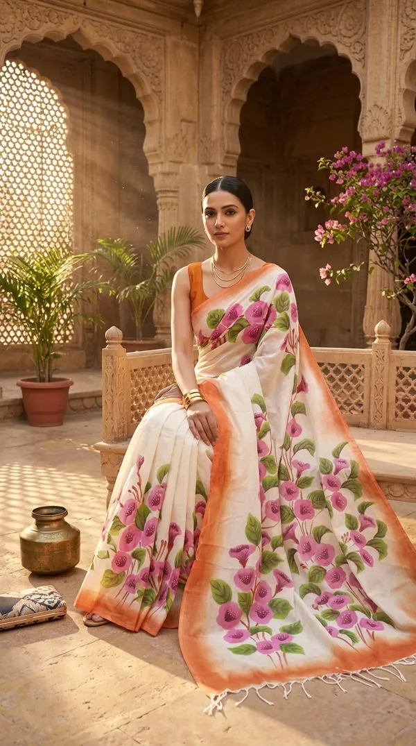 Blush_Petals_from_Phulwari_Collection_-_Cotton_Hand-Painted_Sarees_by_Adibani