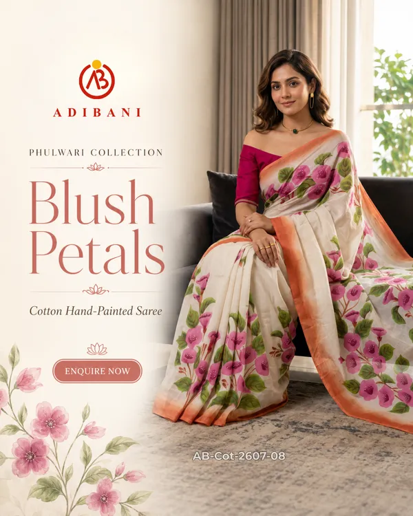 Blush_Petals_from_Phulwari_Collection_-_Cotton_Hand-Painted_Sarees_by_Adibani