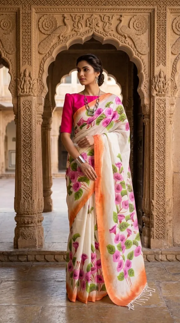 Blush_Petals_from_Phulwari_Collection_-_Cotton_Hand-Painted_Sarees_by_Adibani