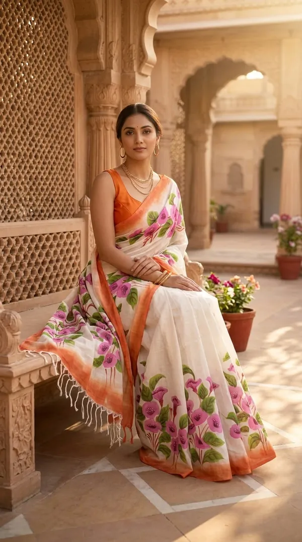 Blush_Petals_from_Phulwari_Collection_-_Cotton_Hand-Painted_Sarees_by_Adibani