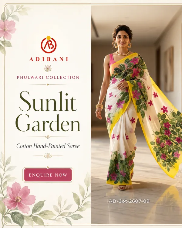 Sunlit_Garden_from_Phulwari_Collection_-_Cotton_Hand-Painted_Sarees_by_Adibani