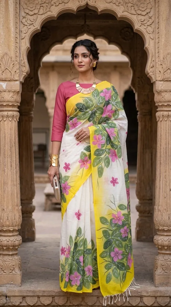 Sunlit_Garden_from_Phulwari_Collection_-_Cotton_Hand-Painted_Sarees_by_Adibani