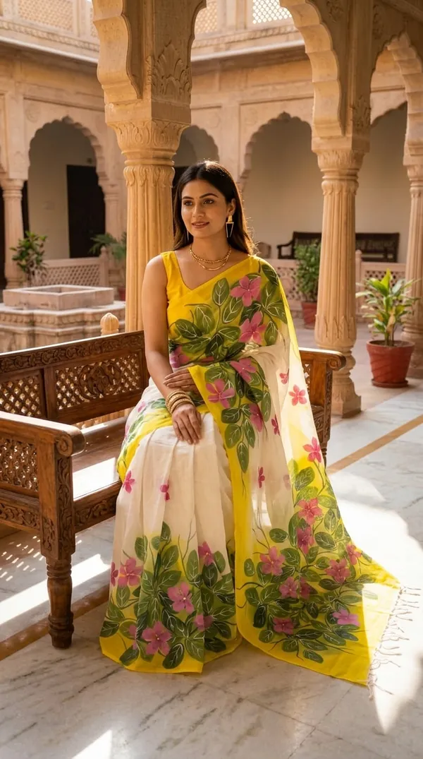 Sunlit_Garden_from_Phulwari_Collection_-_Cotton_Hand-Painted_Sarees_by_Adibani