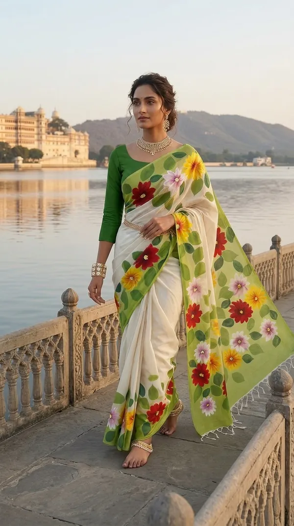 Jasmine_Vine_-_Noir_from_Phulwari_Collection_-_Cotton_Hand-Painted_Sarees_by_Adibani