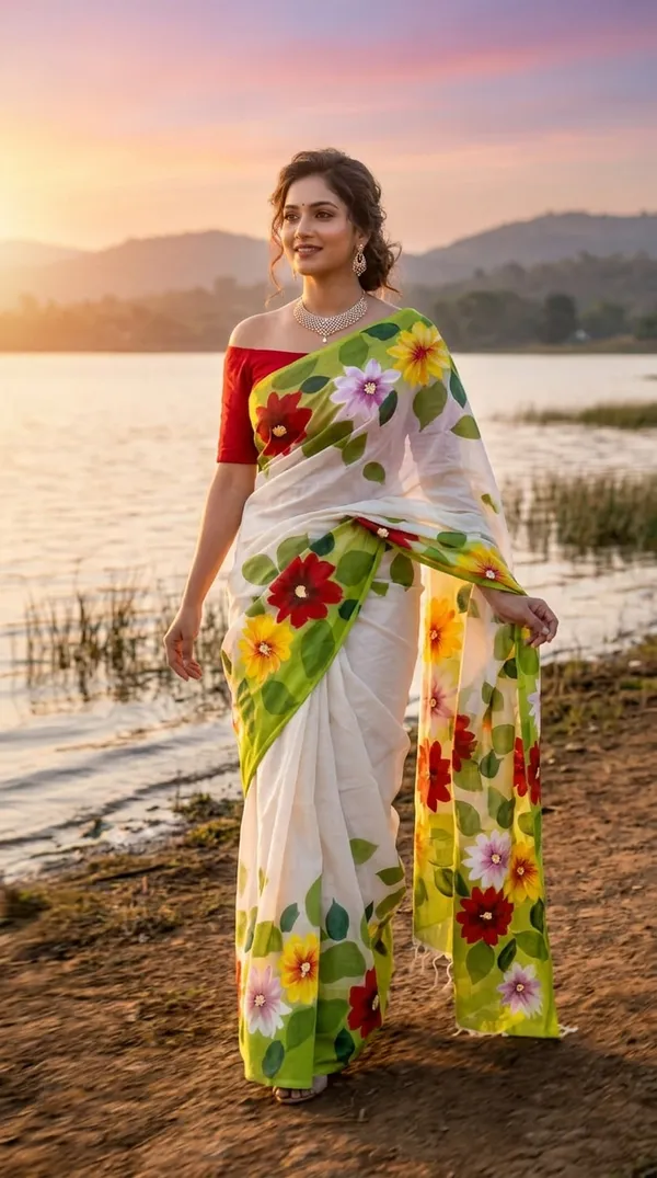 Jasmine_Vine_-_Noir_from_Phulwari_Collection_-_Cotton_Hand-Painted_Sarees_by_Adibani