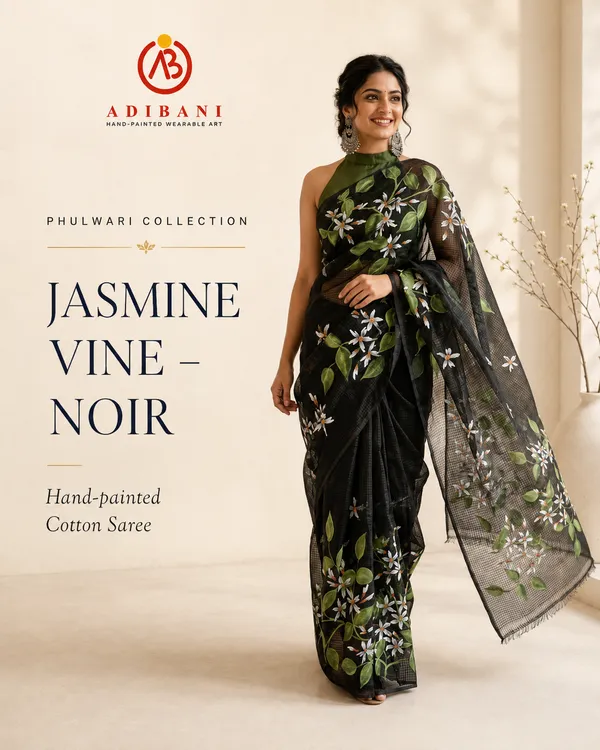 Jasmine_Vine_-_Navy_from_Phulwari_Collection_-_Cotton_Hand-Painted_Sarees_by_Adibani