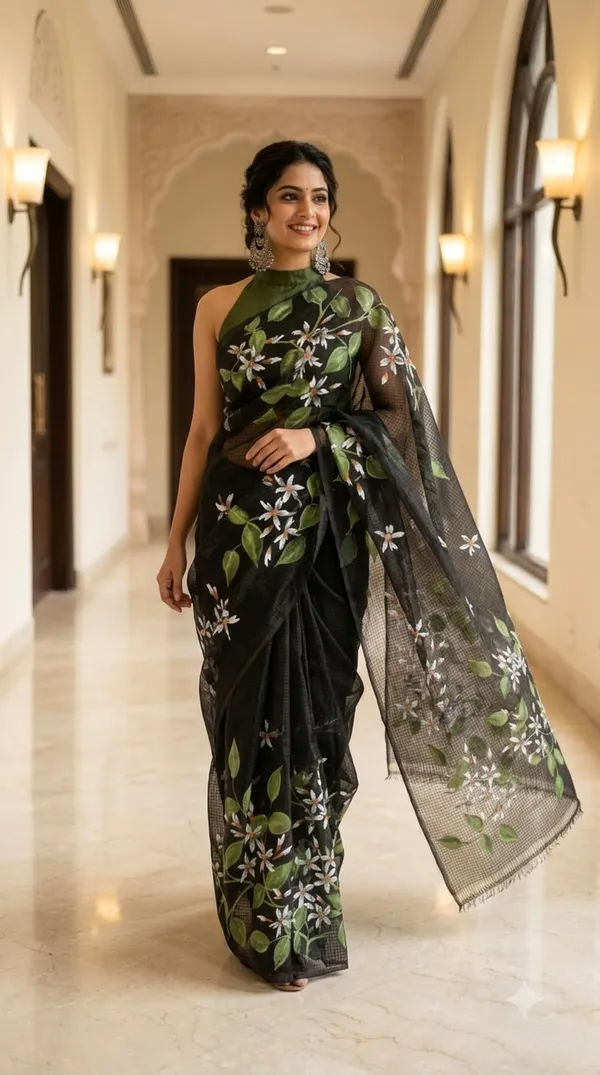 Jasmine_Vine_-_Navy_from_Phulwari_Collection_-_Cotton_Hand-Painted_Sarees_by_Adibani